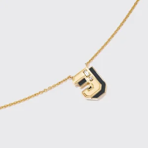 ONYX YELLOW GOLD MINI LETTER NECKLACE>Boochier New