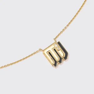 ONYX YELLOW GOLD MINI LETTER NECKLACE>Boochier New