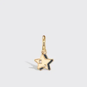 ONYX YELLOW GOLD MINI STAR HOOP MONO EARRING>Boochier Outlet