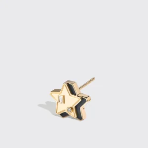 ONYX YELLOW GOLD MINI STAR STUDS>Boochier Clearance
