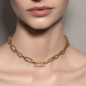 ORANGE JUMBO FRUIT HOOPS PENDANT CHAIN NECKLACE [DETACHABLE]>Boochier Hot