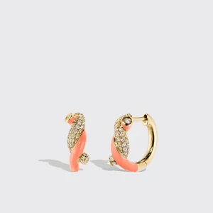 ORANGE SMALL FRUIT HOOPS EARRINGS>Boochier Hot