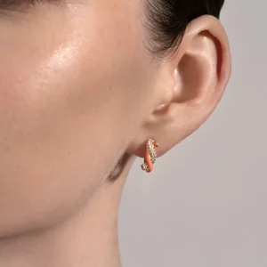 ORANGE SMALL FRUIT HOOPS EARRINGS>Boochier Hot