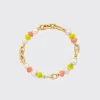 ORANGE-NEON YELLOW DIAMOND B-BOY CHAIN BRACELET>Boochier Fashion