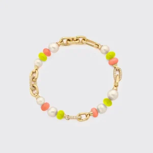 ORANGE-NEON YELLOW DIAMOND B-BOY CHAIN BRACELET>Boochier Fashion