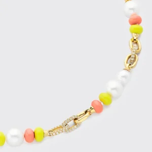 ORANGE-NEON YELLOW DIAMOND B-BOY CHAIN NECKLACE>Boochier Outlet