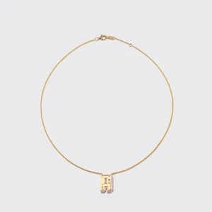 PHOSPHOSIDERITE YELLOW GOLD LETTER NECKLACE>Boochier New