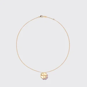 PHOSPHOSIDERITE YELLOW GOLD CLOVER LEAF NECKLACE>Boochier Outlet
