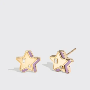PHOSPHOSIDERITE YELLOW GOLD MINI STAR STUDS>Boochier Online