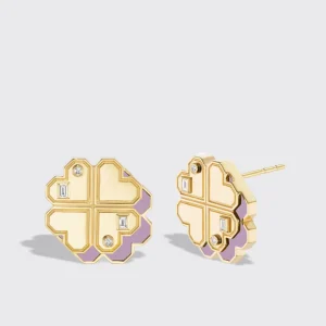 PHOSPHOSIDERITE YELLOW GOLD CLOVER LEAF STUDS>Boochier Sale