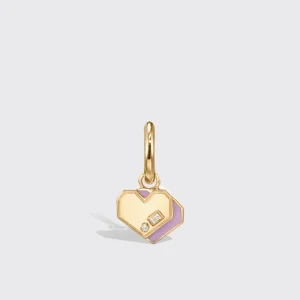 PHOSPHOSIDERITE YELLOW GOLD MINI HEART HOOP MONO EARRING>Boochier Fashion