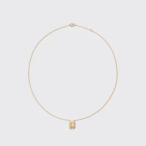 PHOSPHOSIDERITE YELLOW GOLD MINI LETTER NECKLACE>Boochier New