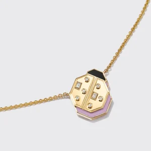 PHOSPHOSIDERITE YELLOW GOLD LADYBUG NECKLACE>Boochier New