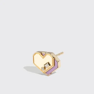 PHOSPHOSIDERITE YELLOW GOLD MINI HEART STUDS>Boochier Online
