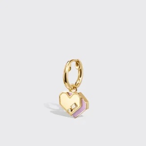PHOSPHOSIDERITE YELLOW GOLD MINI HEART HOOP MONO EARRING>Boochier Fashion