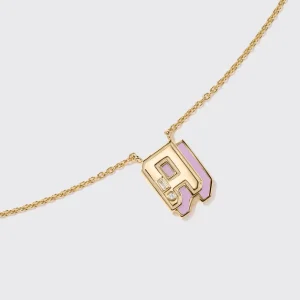 PHOSPHOSIDERITE YELLOW GOLD MINI LETTER NECKLACE>Boochier New