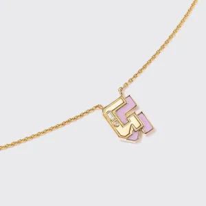 PHOSPHOSIDERITE YELLOW GOLD MINI LETTER NECKLACE>Boochier New