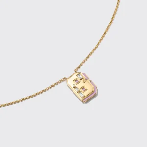 PHOSPHOSIDERITE YELLOW GOLD LETTER NECKLACE>Boochier New