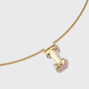PHOSPHOSIDERITE YELLOW GOLD LETTER NECKLACE>Boochier New