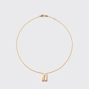 PHOSPHOSIDERITE YELLOW GOLD LETTER NECKLACE>Boochier New