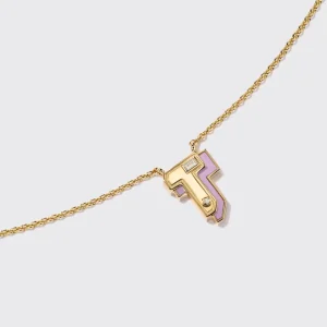 PHOSPHOSIDERITE YELLOW GOLD MINI LETTER NECKLACE>Boochier New