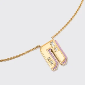 PHOSPHOSIDERITE YELLOW GOLD LETTER NECKLACE>Boochier New