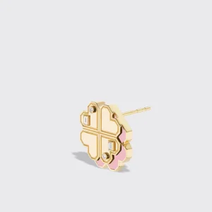PINK OPAL YELLOW GOLD CLOVER LEAF STUDS>Boochier Online