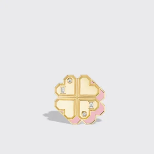 PINK OPAL YELLOW GOLD CLOVER LEAF STUDS>Boochier Online