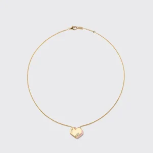 PINK OPAL YELLOW GOLD HEART NECKLACE>Boochier Clearance