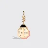 PINK OPAL YELLOW GOLD LADYBUG CHARM>Boochier Best