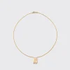 PINK OPAL YELLOW GOLD LETTER NECKLACE>Boochier New