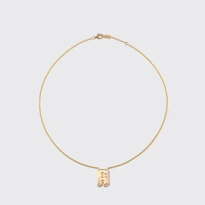 PINK OPAL YELLOW GOLD LETTER NECKLACE>Boochier New