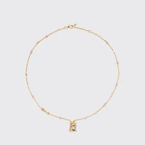 PINK OPAL YELLOW GOLD LUCKY CAT DIAMOND NECKLACE>Boochier Discount