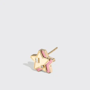 PINK OPAL YELLOW GOLD MINI STAR STUDS>Boochier Hot