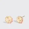 PINK OPAL YELLOW GOLD MINI CLOVER LEAF STUDS>Boochier Clearance