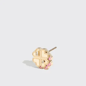 PINK OPAL YELLOW GOLD MINI CLOVER LEAF STUDS>Boochier Clearance