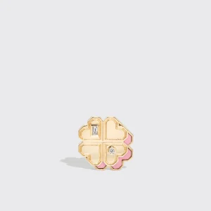 PINK OPAL YELLOW GOLD MINI CLOVER LEAF STUDS>Boochier Clearance