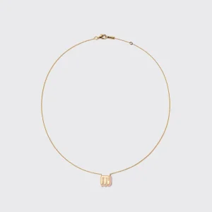 PINK OPAL YELLOW GOLD MINI LETTER NECKLACE>Boochier Best