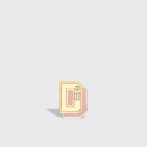 PINK OPAL YELLOW GOLD MINI LETTER MONO STUD>Boochier Fashion