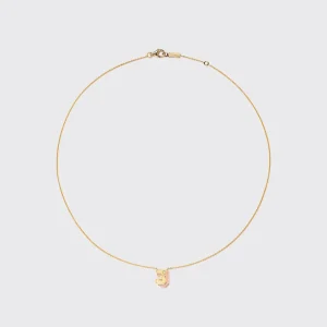PINK OPAL YELLOW GOLD MINI LETTER NECKLACE>Boochier Best