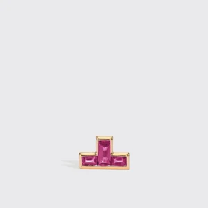 PINK SAPPHIRE YELLOW GOLD ARCADE MONO STUD (T SHAPE)>Boochier New