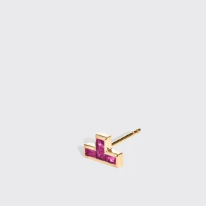 PINK SAPPHIRE YELLOW GOLD ARCADE MONO STUD (T SHAPE)>Boochier New