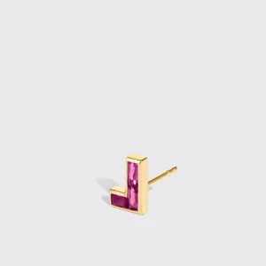 PINK SAPPHIRE YELLOW GOLD ARCADE MONO STUD (L SHAPE)>Boochier Discount