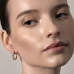 ROSE GOLD-WHITE GOLD FULL DIAMOND TIES EARRINGS>Boochier Clearance