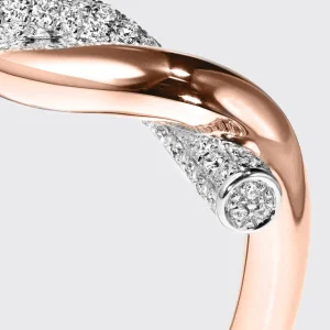 ROSE GOLD-WHITE GOLD HALF DIAMOND TIES RING>Boochier Hot