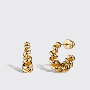 SMALL YELLOW GOLD SLINKEE EARRINGS>Boochier Fashion