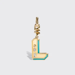 TURQUOISE NOSTALGIA LETTER CHARM>Boochier Discount