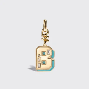 TURQUOISE NOSTALGIA LETTER CHARM>Boochier Discount