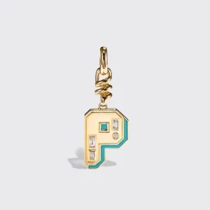 TURQUOISE NOSTALGIA LETTER CHARM>Boochier Discount
