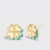 TURQUOISE YELLOW GOLD CLOVER LEAF STUDS>Boochier Clearance